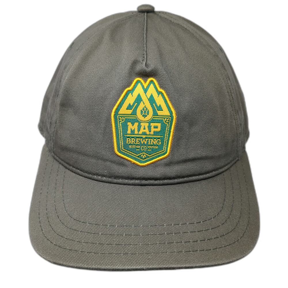 MAP 5 Panel Green One Size Brewing Bozeman Montana Patch Slideback Hat Brewery